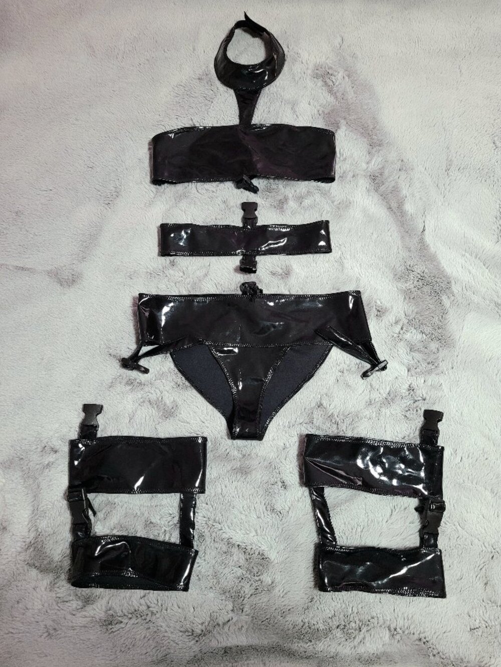 Artifice Clothing Cyber Goth Glossy Black PVC Leeloo Costume. NWOT. XXS.